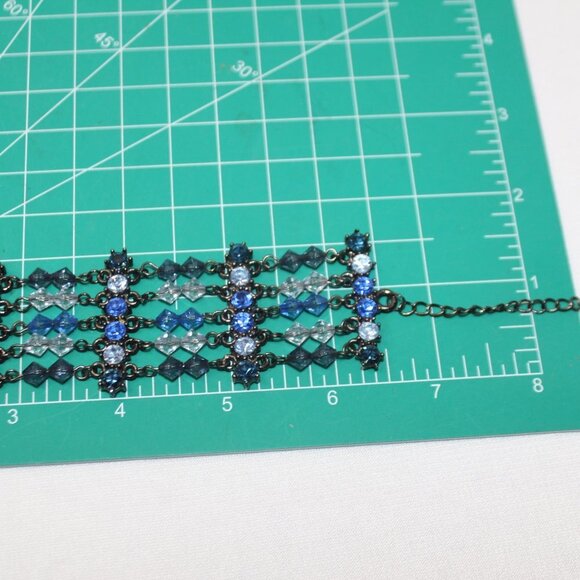 Various Blue Rhinestone, Bead and Chain Bracelet - Picture 9 of 9